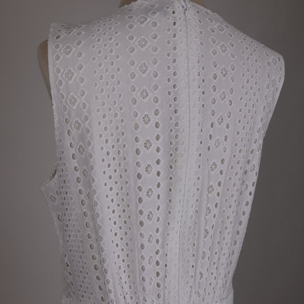 🌺 J. Crew NWT White Eyelet Ruffled Midi Cotton Sleeveless Tiered Summer Dress 0 - Picture 7 of 8